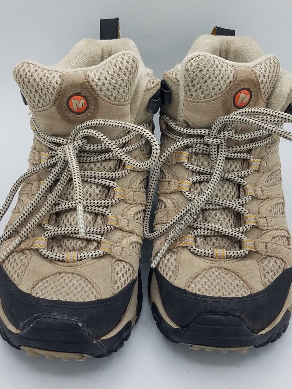 MERRELL Moab Ventilator Mid Taupe Vibram Hiking Boots Womens 6.5 Repaired J86592